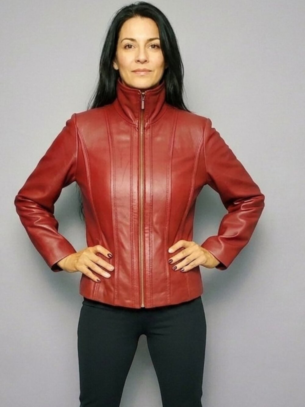 Kenneth Cole Reaction Red Leather Moto Jacket